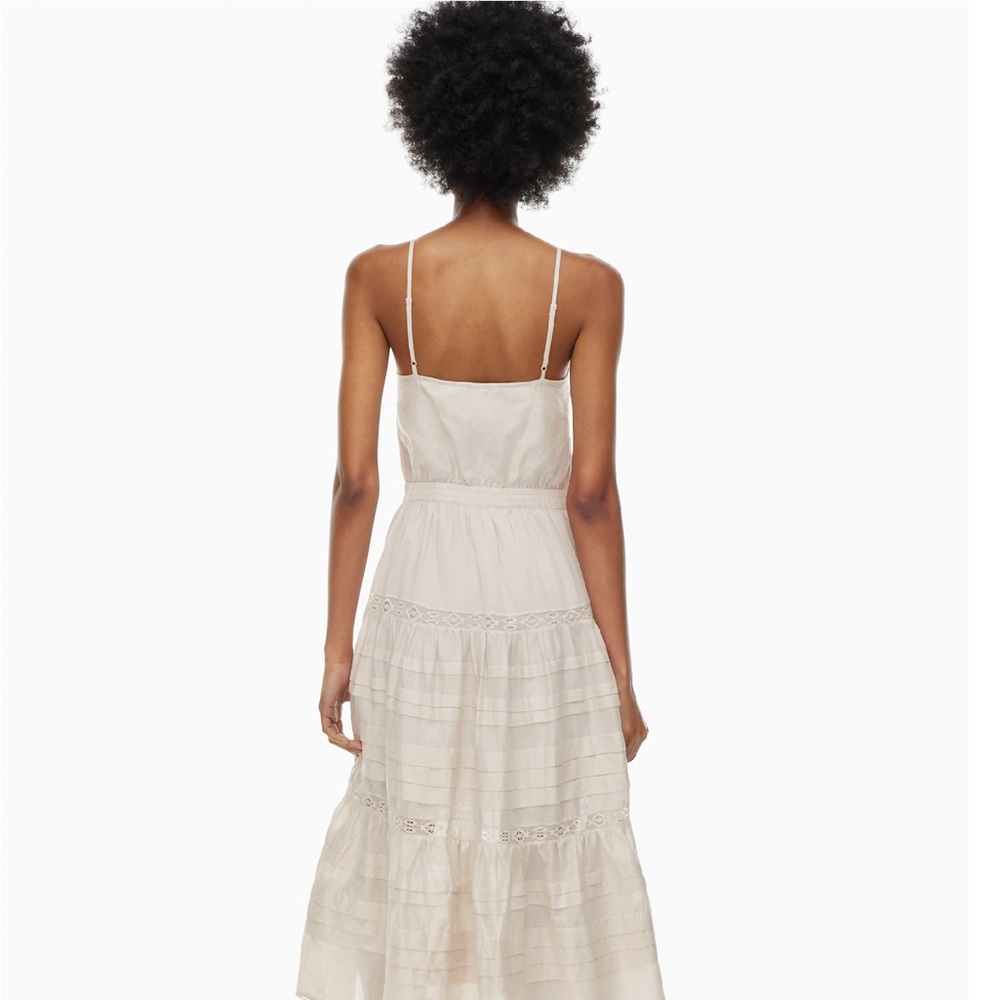 Aritzia Cream Eyelet Tiered Spaghetti-Strap Maxi Dress - Feminine Lace Detail - Picture 8 of 8